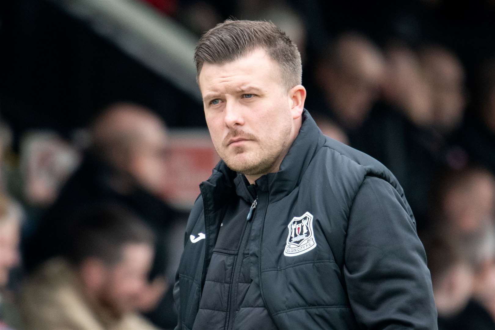 Elgin City manager Allan Hale. Elgin City FC (0) vs Clyde FC (3) - Scottish League Two 23/24 - Borough Briggs, Elgin 4/5/2024.Picture: Daniel Forsyth.