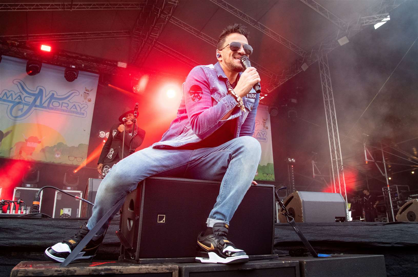 Peter Andre on stage during his Saturday afternoon slot on the main stage.MacMoray Music Festival 2024, held at Cooper Park, Elgin. Picture: Daniel Forsyth.