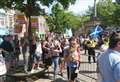 WATCH: anti-fascist protestors and peace vigil in centre of Elgin