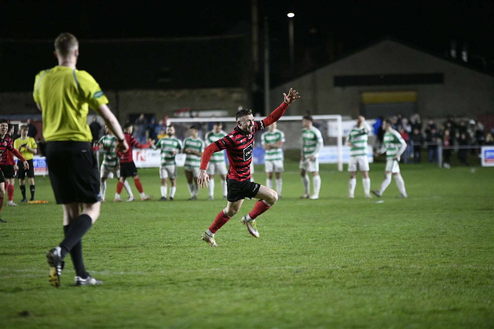 Mark Souter fires home the winning kick.