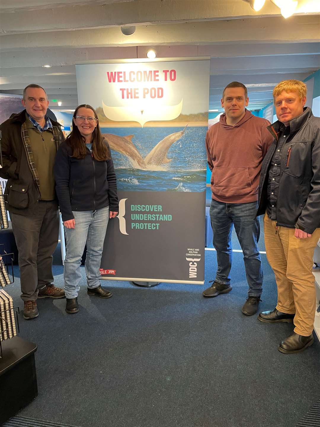 Tim Eagle MSP (right) with Douglas Ross and Chris Butler-Stroud and Alison Rose from the dolphin centre.