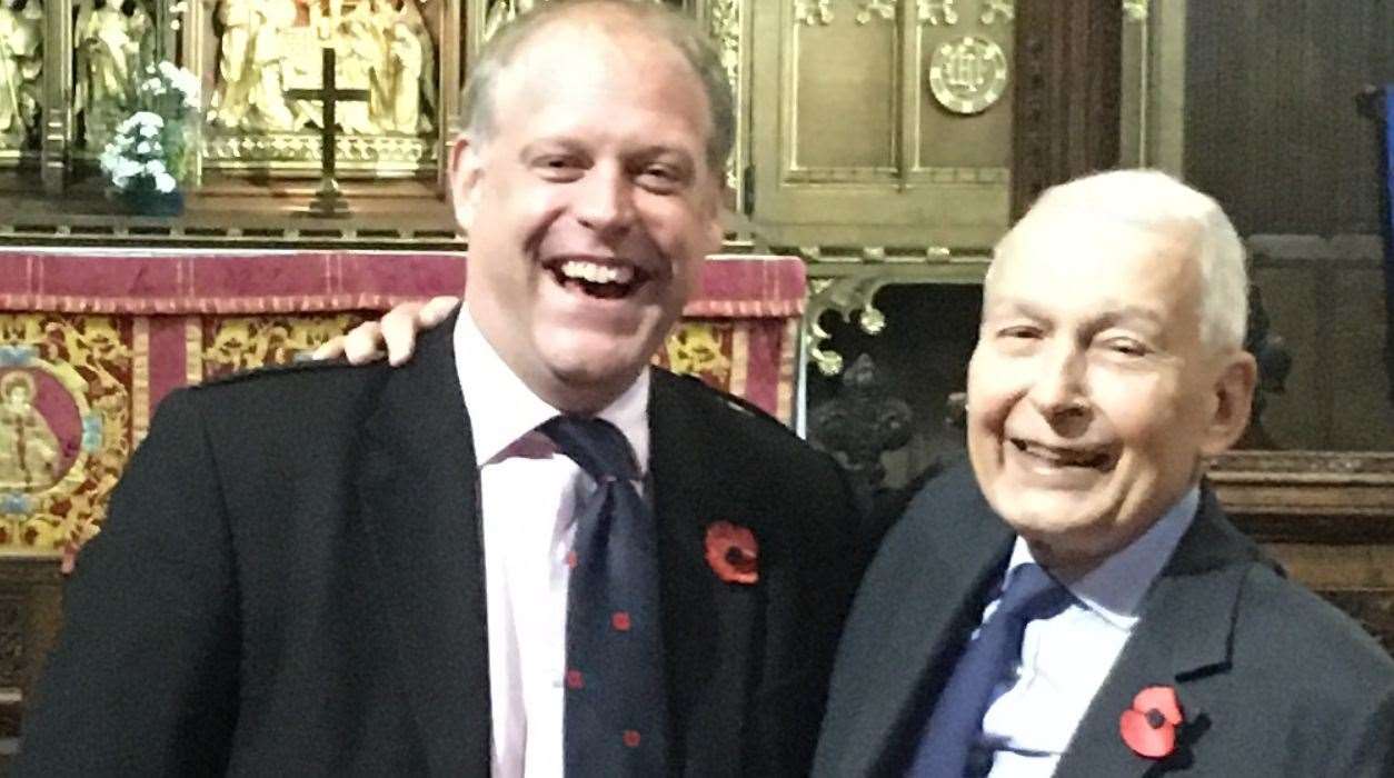 Councillor Neil McLennan shares a lighter moment with Lord Frank Field, who died recently.