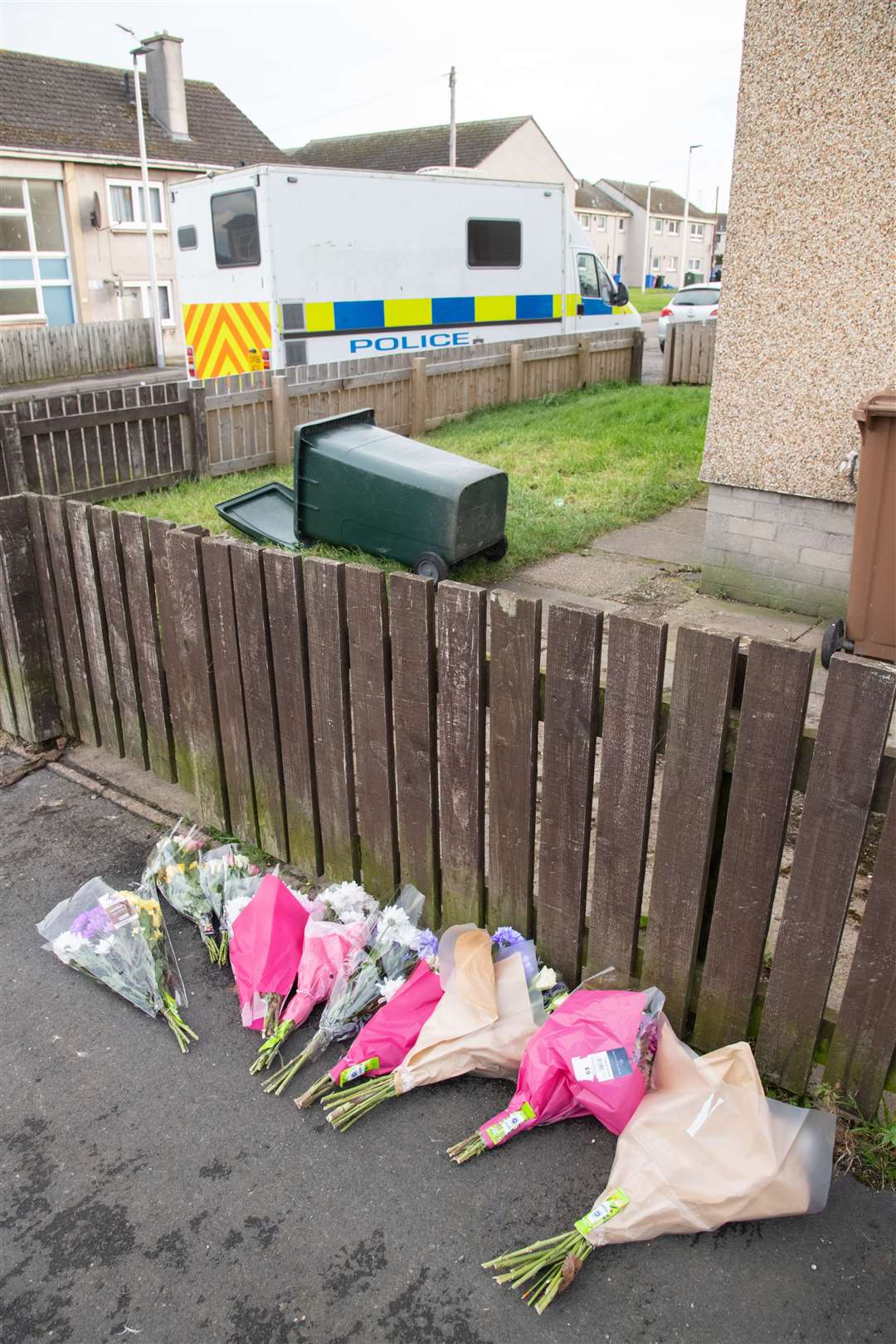 Flowers laid in memory.