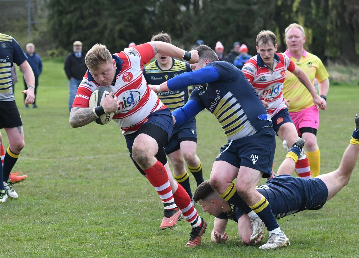 Moray captain Lewis Scott bustles through for another try at Dundee - now he is relishing his Murrayfield final. Picture: James Officer