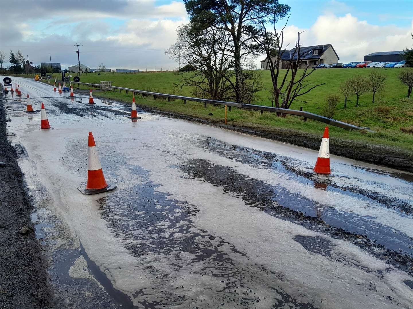 Amey has released new images which show the extent of flooding issues which mean the A96 will be closed until at least 6.30am on Wednesday.