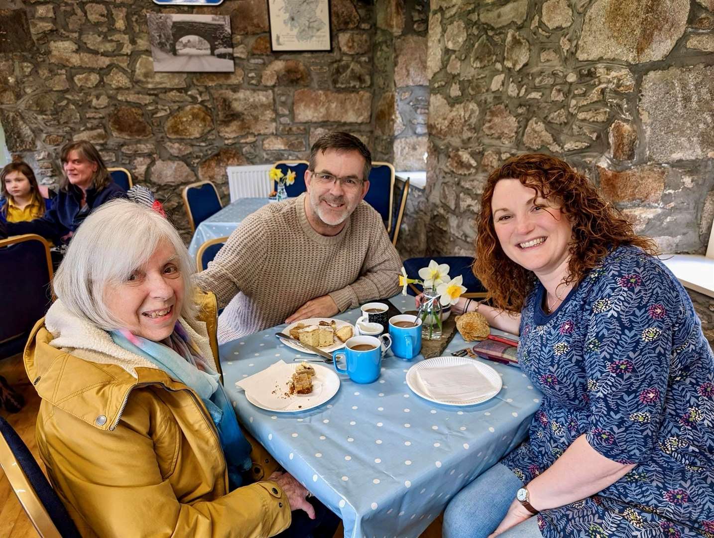 Resident Patsy French with her son Nick and daughter-in-law