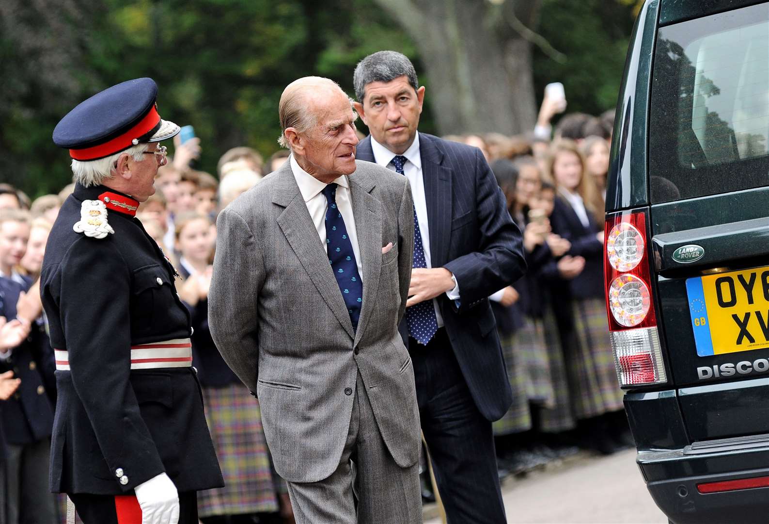 Prince Philip at Gordonstoun to mark its 80th anniversary in 2014. Picture: Daniel Forsyth.