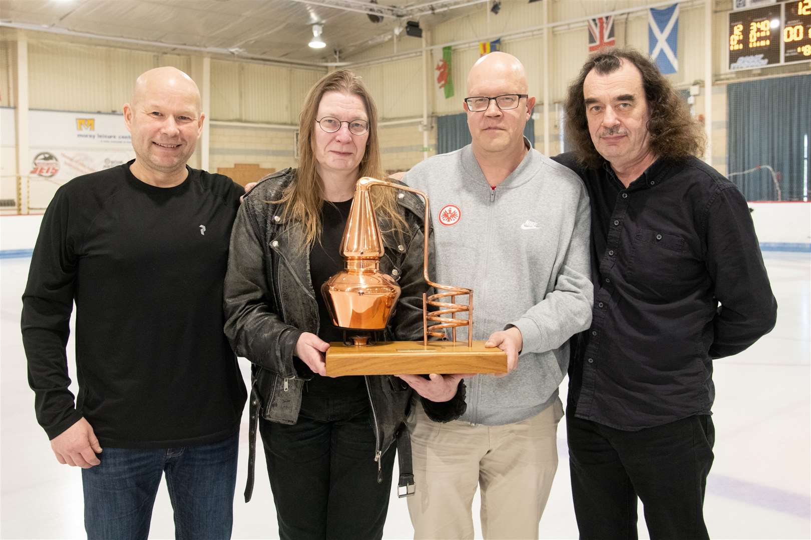 High Road winners (from left) Kari Kokkonen, Lara Norri, Juha Honkkila and Peter Landgren from Finland. 14th annual Moray International Bonspiel - held at Moray Leisure Centre. Picture: Daniel Forsyth.