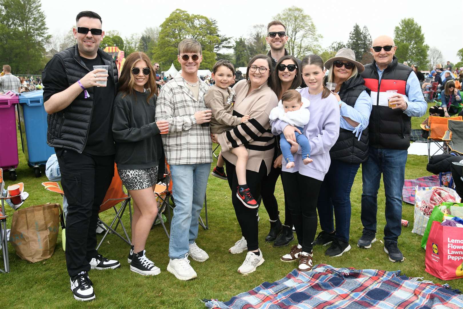 Ally Burr (third from left) with friends at MacMoray 2024. Picture: Daniel Forsyth