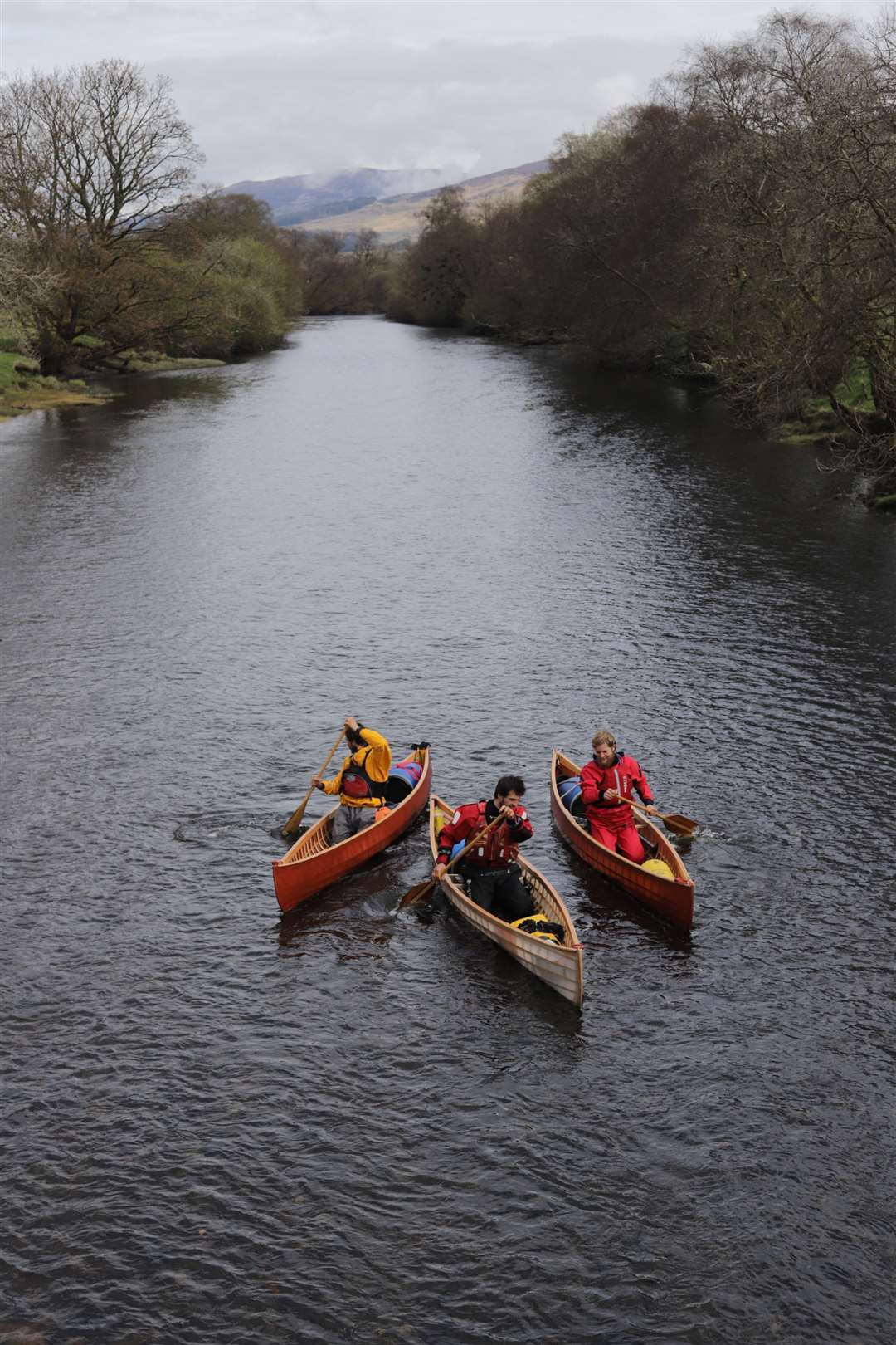 Paddling them.